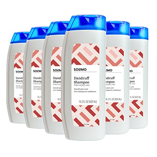 Amazon Brand - Solimo 2-in-1 Dandruff Shampoo and Conditioner for Men, Smooth Spice, 14.2 Fluid Ounce (Pack of 6)