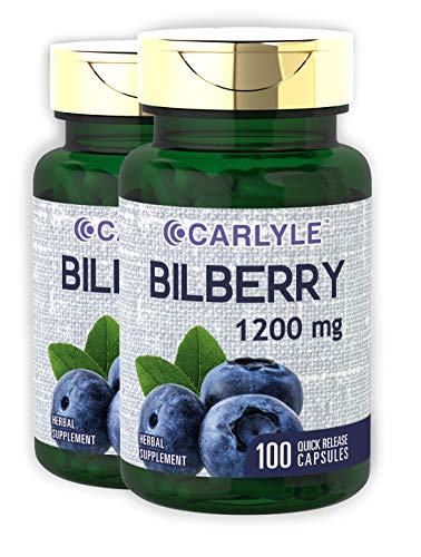 Bilberry Fruit Extract 1200mg | 200 Capsules | Non-GMO, Gluten Free Supplement | by Carlyle