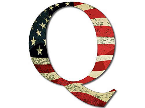 Book Cover Q Shaped Vintage American Flag Sticker (qanon anon Trump us USA Patriot)