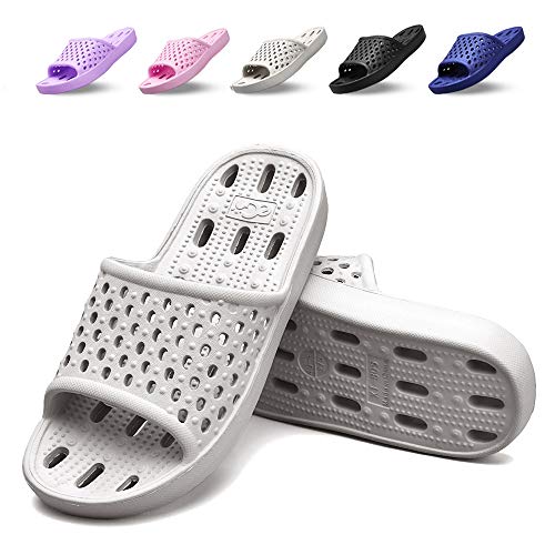Book Cover Shower Shoes Men Women Non Slip Bathroom House Slippers College Dorm Room Essentials for Girls Kids Shower Sandals Swimming Water Shoe (Grey,EU40-41)