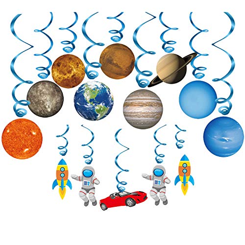 Konsait Solar System Whirls(14Pack), Outer Space Hanging Swirl Home Classroom Decor for Boy Girl Kids Solar System Party Decoration Space Themed Birthday Party Favor Supplies