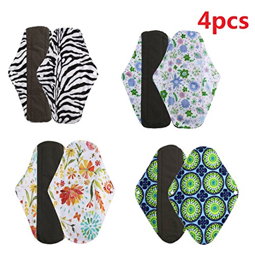 Serviettes hygièniques lavables Covermason Bambou réutilisables lingette lavable menstruel serviette hygiénique de Pad Mama (M, 4PCS)