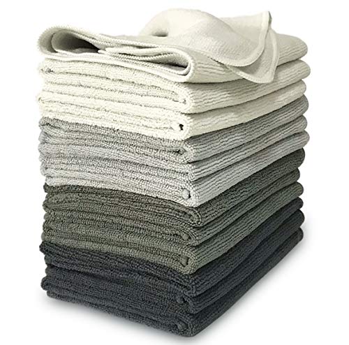 VibraWipe Microfiber Cleaning Cloth 12-Pack, Large Size 14.2"x14.2", Trap Dust, Dirt and Pet Dander in Split Fibers. Absorb up to 5X Their Weight in Liquid â€“ Machine Washable, Reusable and Lint-Free