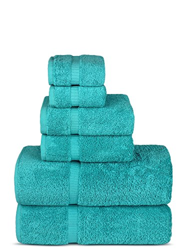 Chakir Turkish Linens Luxury Spa and Hotel Quality Premium Turkish Cotton 6-Piece Towel Set (2 x Bath Towels, 2 x Hand Towels, 2 x Washcloths)