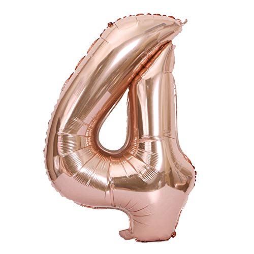 Tellpet Rose Gold Number 4 Balloon, 40 Inch