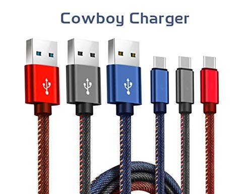 Mytecai USB C Cable USB Type c Cable 2.4A Fast Charging Cable 3ftã€Waterproof Denimã€‘ Type c Cable Compatible with Nintendo Switch,Samsung Galaxy S8/S8+,Google Pixel 2 XL,LG V30/V20/G6,ZTE - Blue
