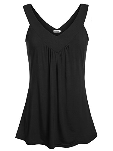 Ninedaily Women Comfy Sleeveless Tunic Top Pleated V Neck Tanks Vest Summer