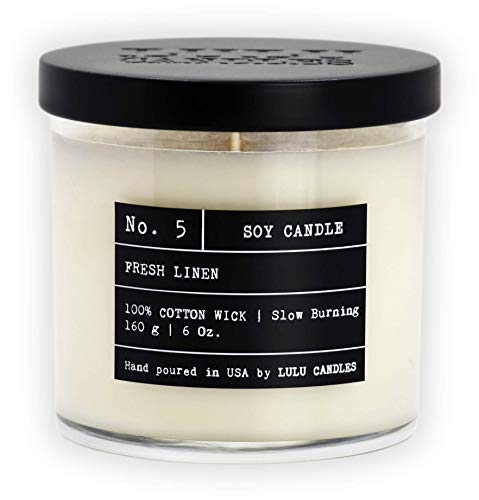 Lulu Candles | Fresh Linen | Luxury Scented Soy Jar Candle | Hand Poured in The USA | Highly Scented & Long Lasting | Small - 6 Oz.