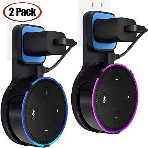 Book Cover TOOVREN Outlet Echo Dot Wall Mount Stand Holder for Smart Home Speaker 2nd Generation Space-Saving Accessories - Short Charging Cable Included (2 Pack)