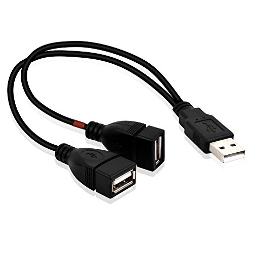 【2025 Upgraded】 USB 2.0 A Male to 2 Dual USB Female Jack Y Splitter Hub Power Cord Extension Adapter Cable(Not Supporting CarPlay and Android Auto)