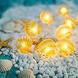 KAKANA Ocean Theme Decorative String Light Small Faint Yellow Shell Battery-operated 10 ft 30 LEDs Warm White Strand Light for Party, Porch, Centerpiece, Fence, Headboard, Bedroom Cozy Decor