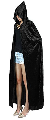 Book Cover Urban CoCo Women's Costume Full Length Crushed Velvet Hooded Cape