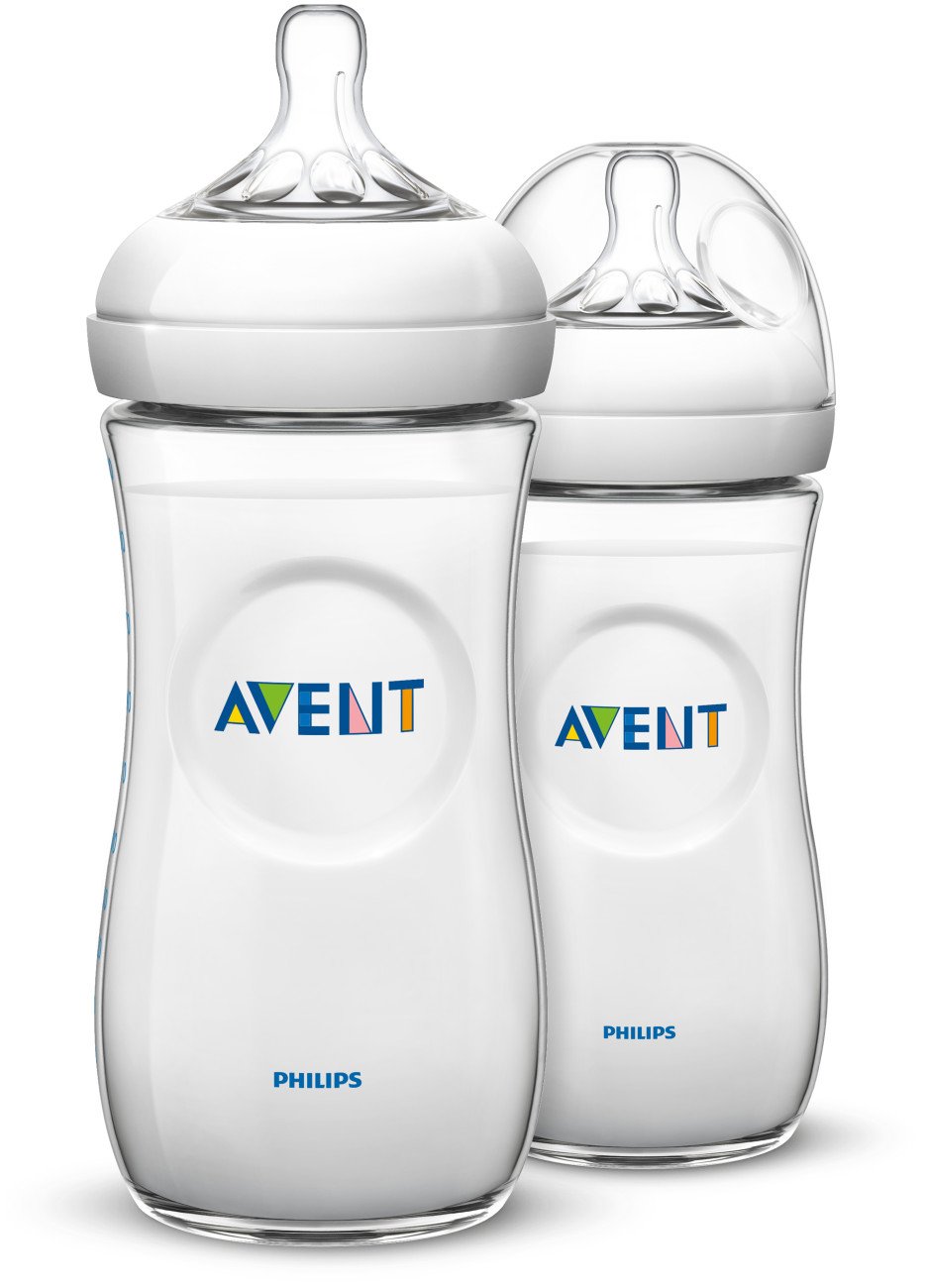 Philips Avent Natural Baby Bottle, Clear, 11 Oz, 2 Pack, SCF016/27 (Package May Vary) Old Version 11 Ounce, 2 Pack