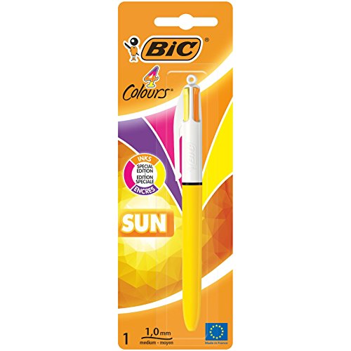 Bic 949898 4 Colours Sun Retractable Ballpoint Pen (1 mm Blister Pack), pink