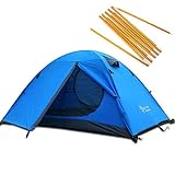 HILLMAN 3 season 2-person Double Layer Waterproof Dome Backpacking Tent Aluminum Rod Windproof for Camping Hiking Travel Climbing (Blue-2 person)