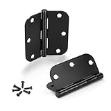 KNOBWELL 3 Pack Matte Black Door Hinges, Interior Door Hinges 3.5" X 3.5" with 5/8" Radius in Black