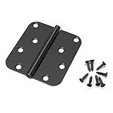 KNOBWELL 3 Pack 8-Hole 5/8-Inch Radius Door Hinges for Interior and Exterior Door Use, 4-Inch by 4-Inch Matte Black Door Hinges No Squeak