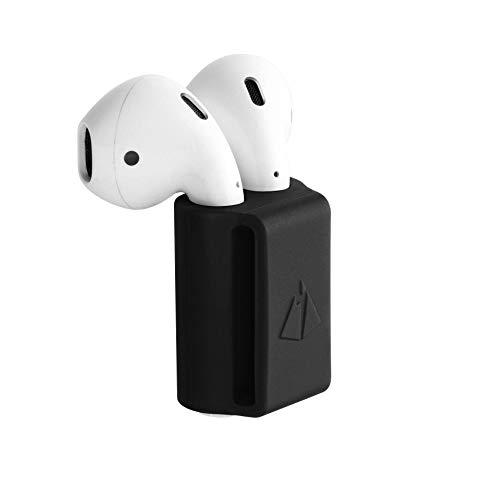 AirPods Holder Watch Strap Portable Anti-Lost Silicone Carrying Case for Apple AirPods (Black)
