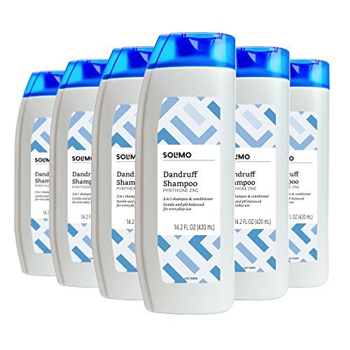 Amazon Brand - Solimo 2-in-1 Dandruff Shampoo & Conditioner, Gentle and pH Balanced, 14.2 Fluid Ounce (Pack of 6)