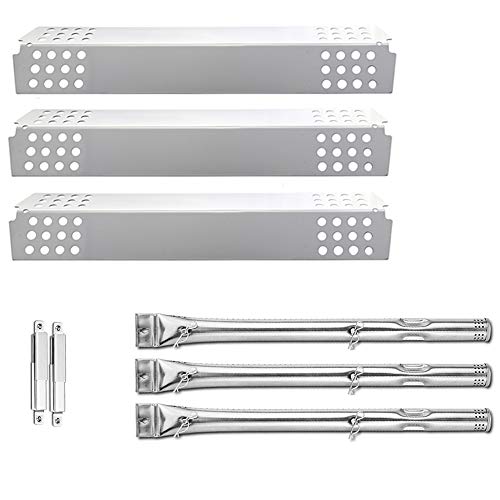Uniflasy Grill Burner Tube, Heat Plates Shield and Crossover Tube, Gas Grill Repair Replacement Parts Kit for Charbroil Commericial T47-D, 463241414, 463241413, 463241314, 463241313, 463241013