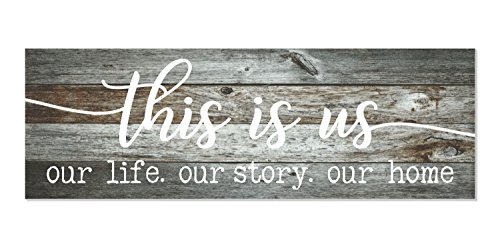 This Is Us Our Life Our Story Our Home Rustic Print Wood Wall Sign 6x18 (Gray)