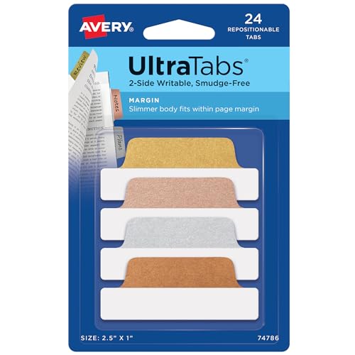 Avery 74786 Ultra Tabs Edge 2 x 1 Metallic 24 Tabs