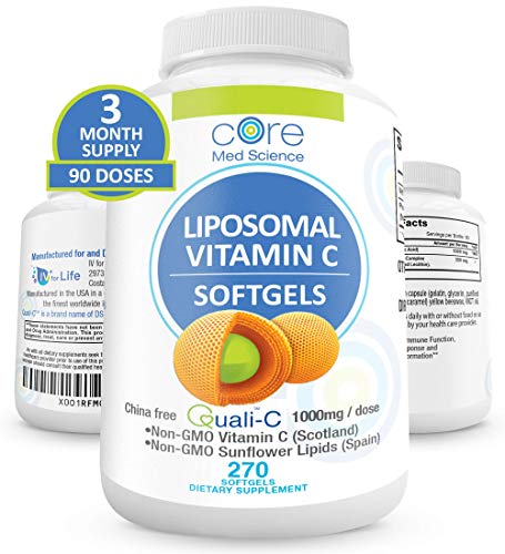Core Med Liposomal Vitamin C Softgels 1000mg/dose - QualiÂ®-C Vitamin C (Non-GMO) - USA Made - Immunity Support, Collagen Booster Supplement - Non-GMO Non-Soy â€¦ (3 Month)