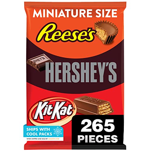REESE'S, HERSHEY'S and KIT KAT Milk Chocolate Assortment Bite size, Individually Wrapped Candy Bulk Variety Bag, 80.39 oz (265 Pieces)