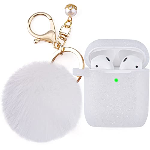 Filoto Case for Airpods, Airpod Case Cover for Apple Airpods 2&1 Charging Case, Cute Air Pods Silicone Protective Accessories Cases/Keychain/Pompom, Best Gift for Girls and Women, Snow White
