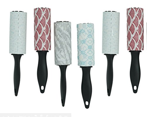 6 Pack Mini Assorted Color Lint Rollers (240 Assorted Design Sheets Total) Travel Size