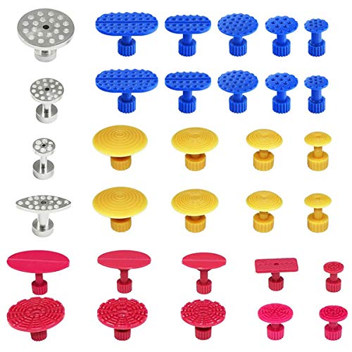 JMgist 32pcs Paintless Dent Removal Puller Tabs Dent Repairs Tools Set Aluminium Glue Pulling Tabs Auto Body Kits