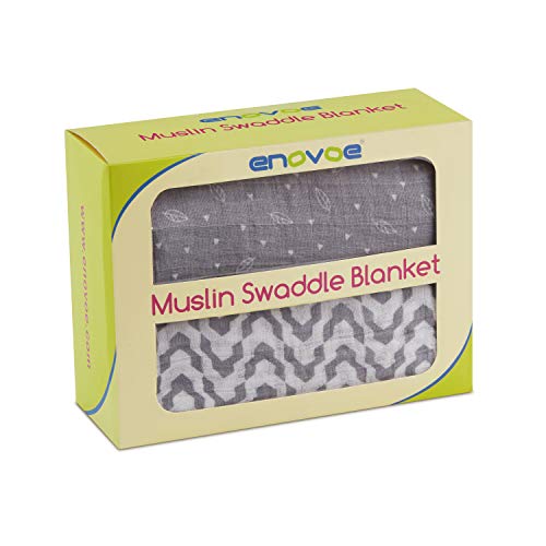 Enovoe Muslin Swaddle Blankets - (2 Pack) - 100% Cotton, All-in-One Baby Swaddle Blanket for Boys and Girls - for Receiving, Swaddling, Wrapping - Burp Cloth, Nursing Cover and Stroller Cover