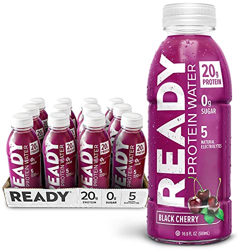 Ready Protein Water, 20g of Whey Protein Isolate, Sugar Free, Black Cherry, 12-Pack, 16.9 Fluid Ounces Each