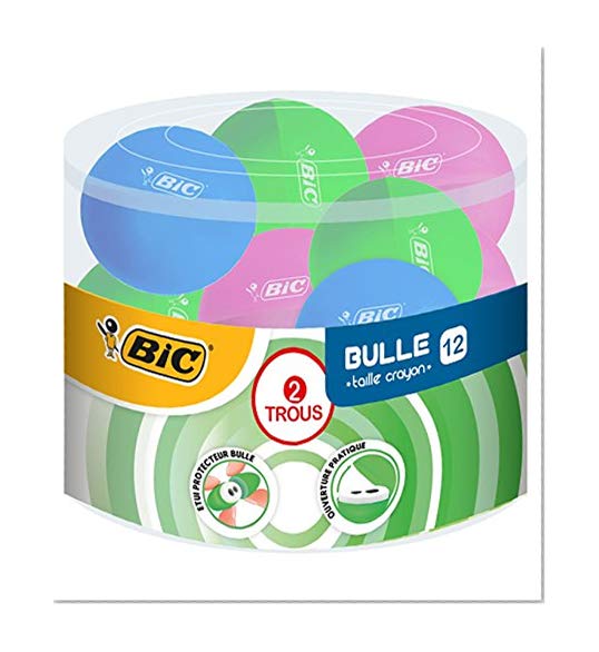 BIC Bulle Taille-Crayons 2 Trous avec Etui Protecteur - Pot de 12