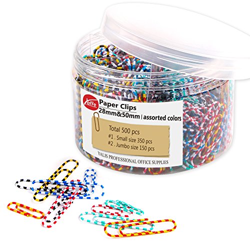 Paper Clips, 450 Pieces Colorful Striped Paperclips, Medium 28mm and Jumbo Sizes 50mm, Office Clips for School Personal Document Organizing and Classifying Professional Work