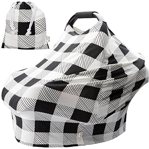Nursing Covers for Newborns Baby Car Seat Covers for Baby Girls and Boys Gifts Black and White Grid Check Pattern Baby Gift