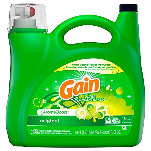 Book Cover Ultra Concentrated & Aroma Boosted New Gain Original Liquid Laundry Detergent 5.91 L / 200 Fl. Oz - 146 Loads (2X Ultra Concentrated)