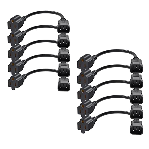 CableCreation [10-Pack] 1 Foot 18AWG Standard Computer Power Adapter Cord NEMA 5-15R Receptacle to IEC320 C14, 0.3M/Black