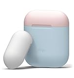 elago Duo Silicone Case Designed for Apple AirPods Case, 2 Caps + 1 Body [ Pink, White + Pastel Blue ]