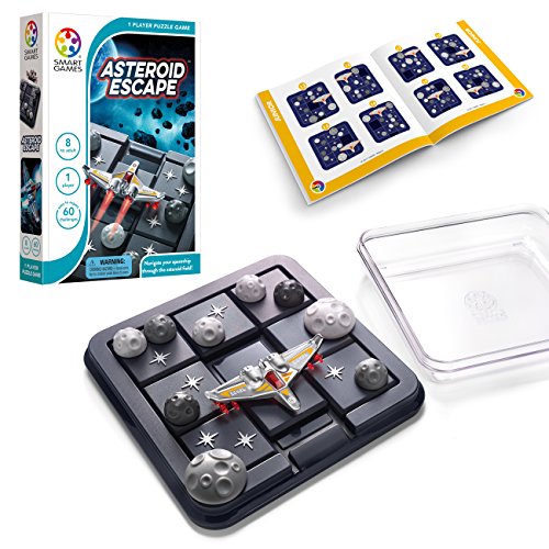 SmartGames Asteroid Escape, a Sliding Puzzle Travel Game for Kids and Adults, a Cosmic Cognitive Skill-Building Brain Game - Brain Teaser for Ages 8 & Up, 60 Challenges in Travel-Friendly Case.