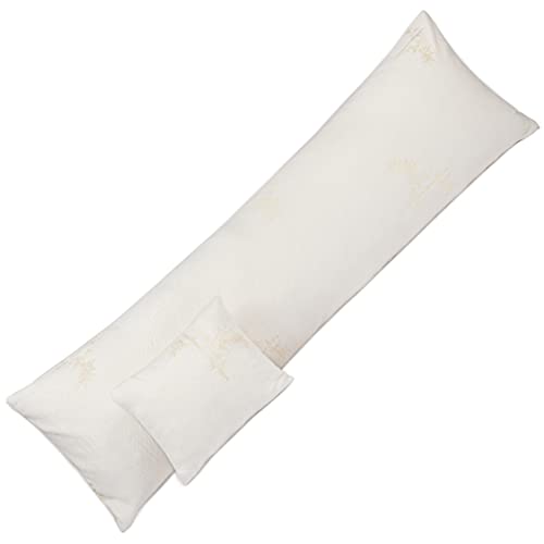 Milliard Full Body Pillow - Shredded Memory Foam with Washable Cover - Long, Hypoallergenic, Firm Hug Pillows for Side and Back Sleepers - Fits 20x54 Pillowcase for Comfortable Sleep (White Bamboo)