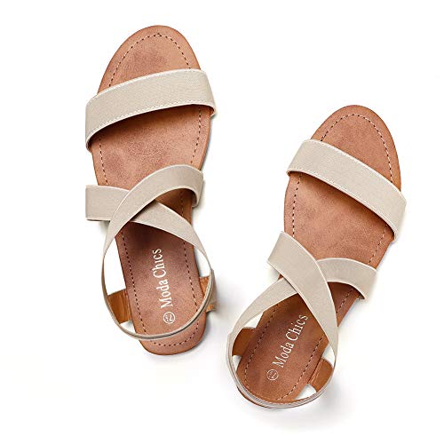 Moda Chics Women's Elastic Ankle Strap Flat Summer Sandals
