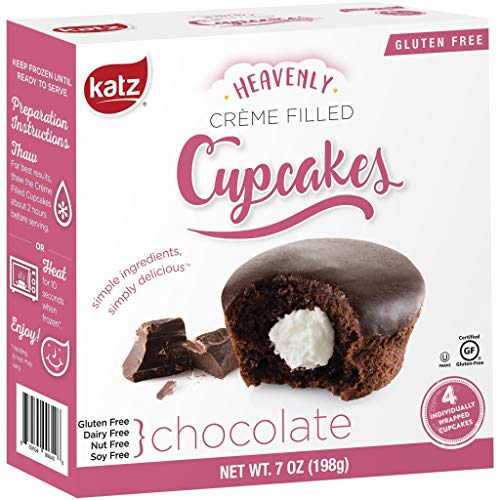 Book Cover Katz Gluten Free Snacks Chocolate CrÃ¨me Filled Cupcakes | Dairy Free, Nut Free, Soy Free, Gluten Free | Kosher (1 Pack of 4 CrÃ¨me Cupcakes, 7 Ounce)