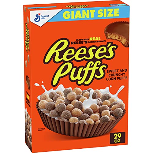 Reese's Puffs Breakfast Cereal, Chocolate Peanut Butter with Whole Grain, 29 oz