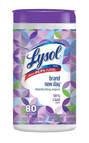 Lysol Disinfecting Wipes, Brand New Day, Berry and Basil, 80 Count, Packaging May Vary