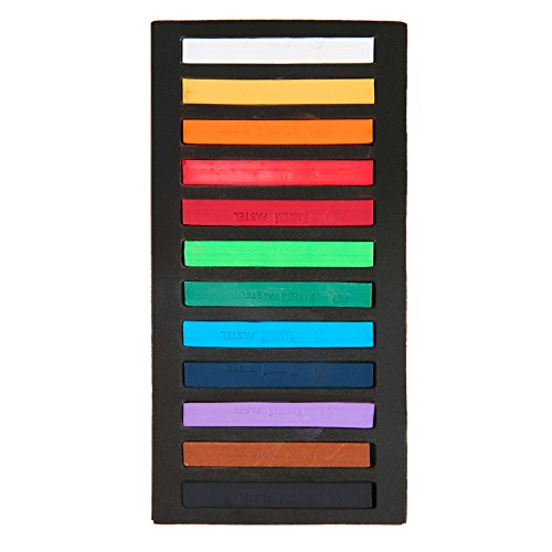 LOONENG Square Soft Chalk Pastels Stick, Brilliant Assorted Colors, 0.4" X 2.4", 12-Count