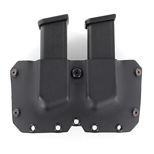 OWB Double MAG Holster - Black (Left-Hand - Bullets Forward, Fits Glock 17,19,22,23,25,26,27,28,31,32,34,35,41)