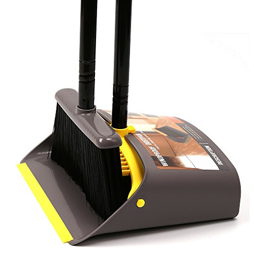 Broom and Dustpan/Broom with Dustpan Combo Set,Standing Dustpan Dust Pan with Long Handle 40"/52" for Home Kitchen Room Office Lobby Indoor Floor Cleaning Broom Dustpan Set Upright