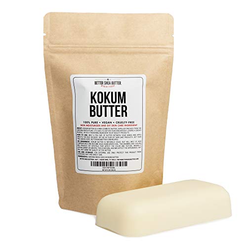 Book Cover Kokum Butter - Light, Firm Butter, Use to Make Soap, Lotion Bars, Lip Balm, Body Butter - Scent-Free - 8 oz by Better Shea Butter