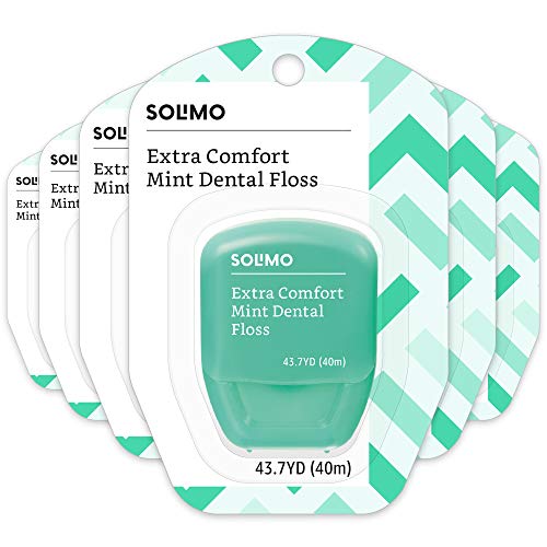 Amazon Brand - Solimo Extra Comfort Mint Dental Floss, 40 M (Pack of 6)